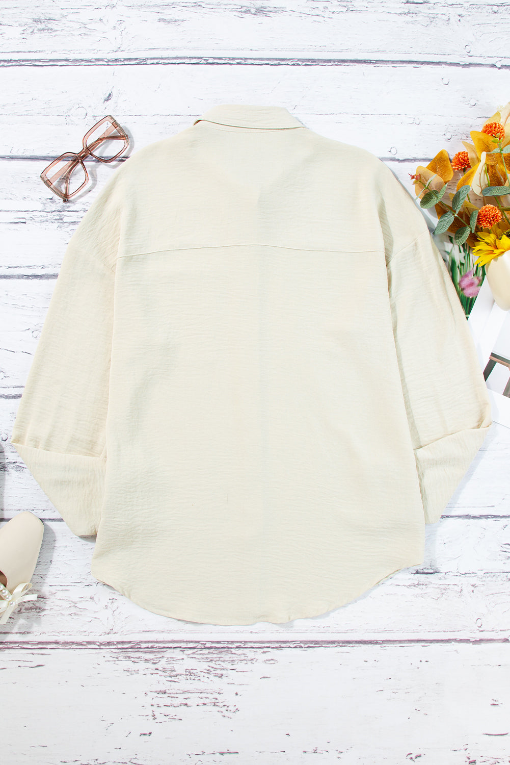 Gray Crinkle Colorblock Patchwork Pocket Half Sleeve Shirt