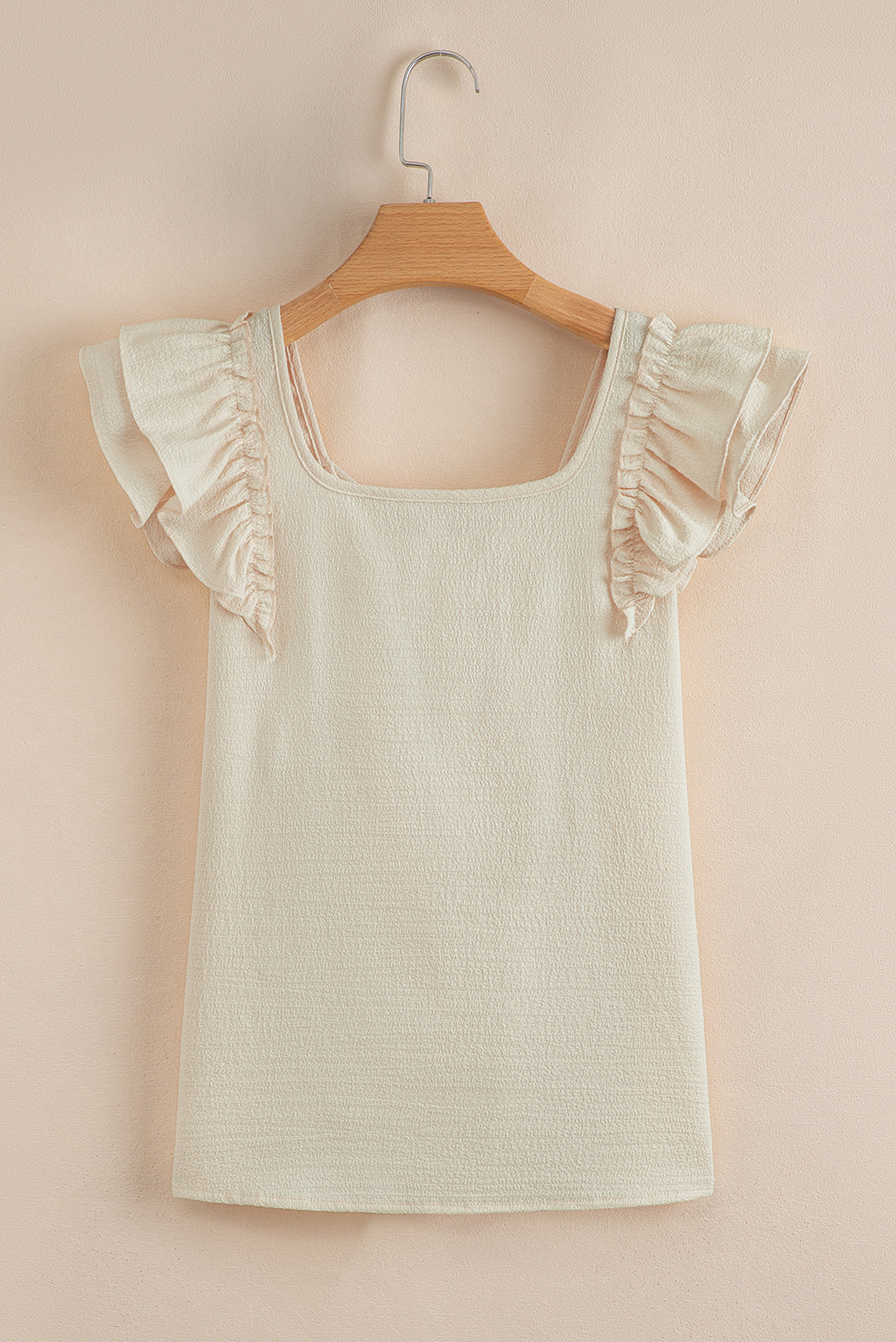 Gossamer Pink Textured Bow Frilled Ruffle Sleeve Blouse