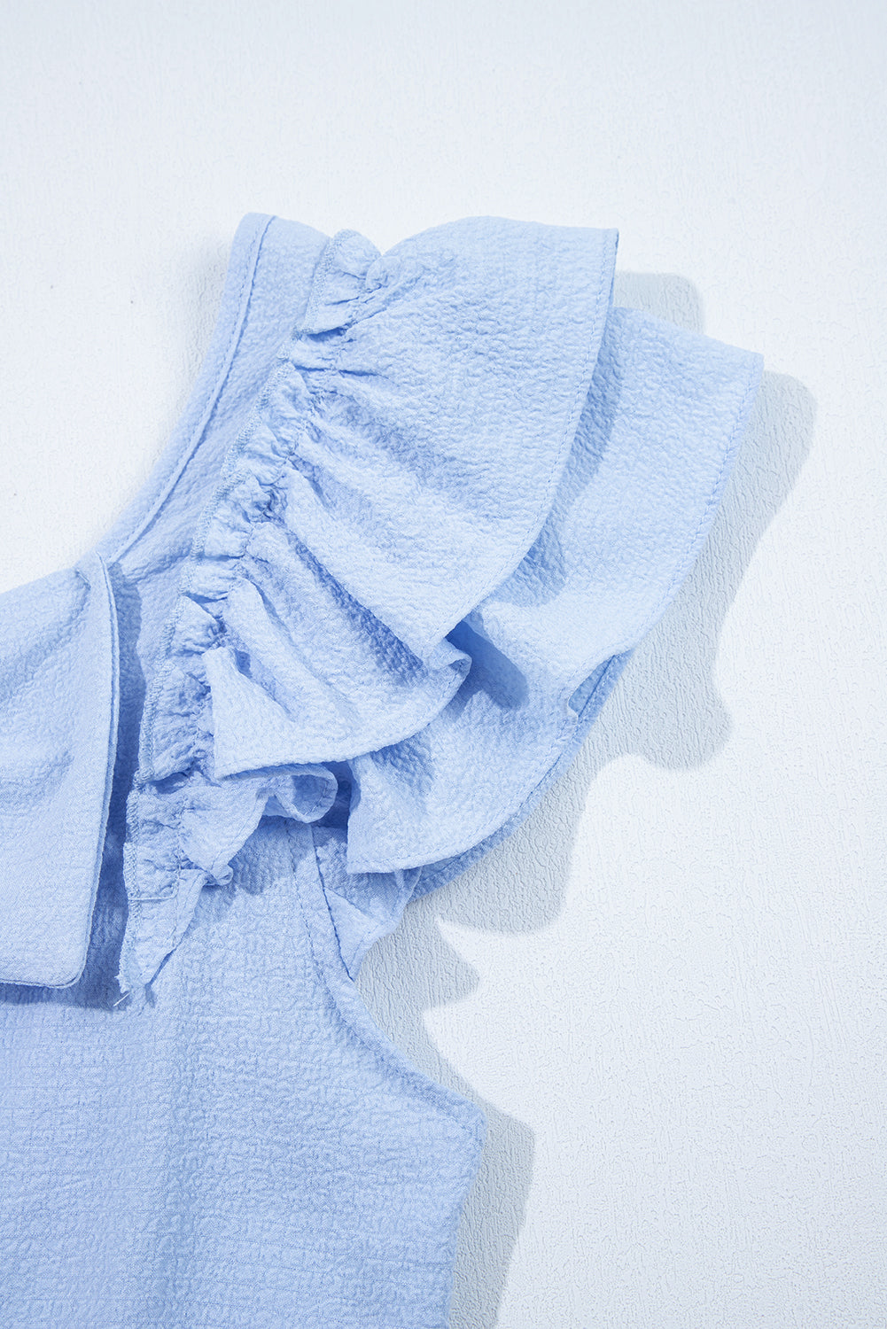 Gossamer Pink Textured Bow Frilled Ruffle Sleeve Blouse