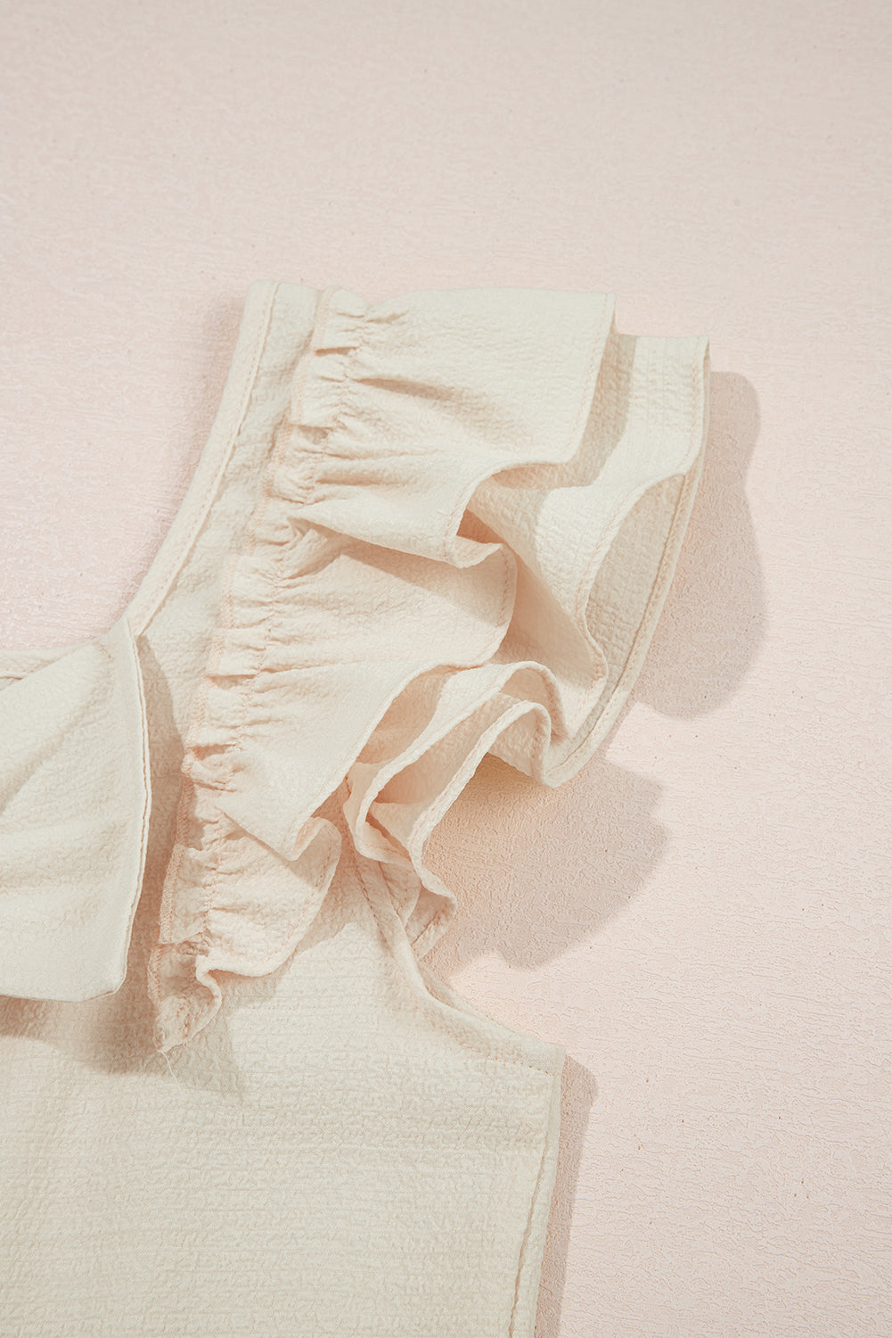 Gossamer Pink Textured Bow Frilled Ruffle Sleeve Blouse