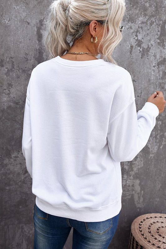 Beige FLANNELS PUMPKINS BONFIRES Graphic Drop Shoulder Sweatshirt