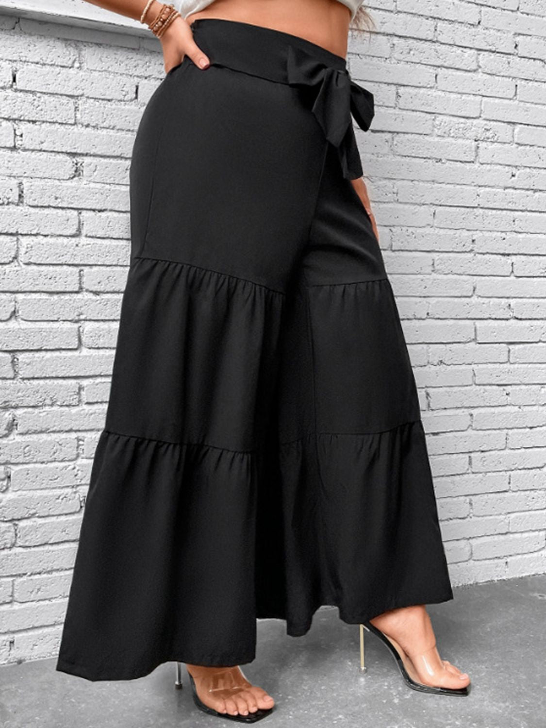 Plus Size Tiered Wide Leg Pants