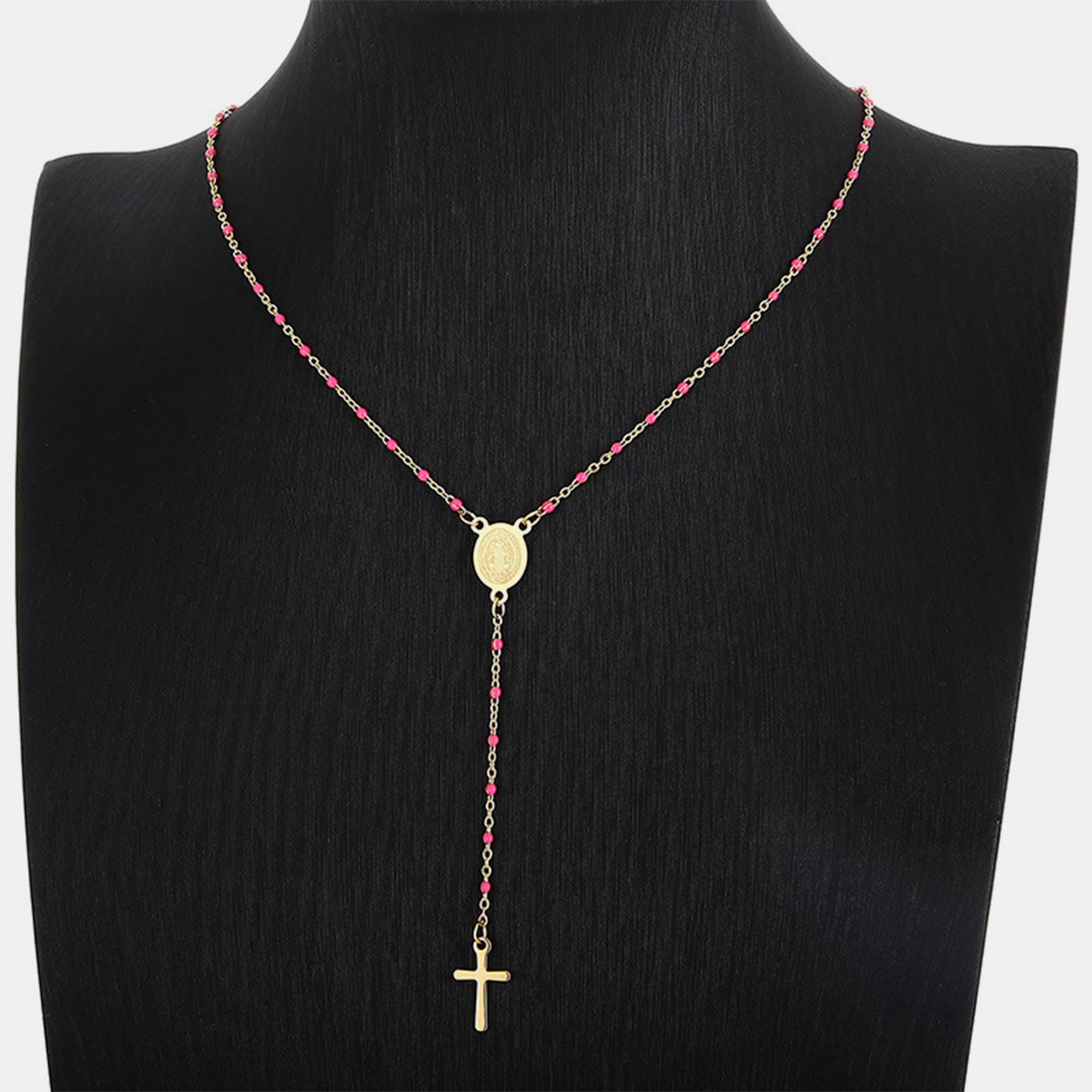 Stainless Steel Beaded Cross Necklace