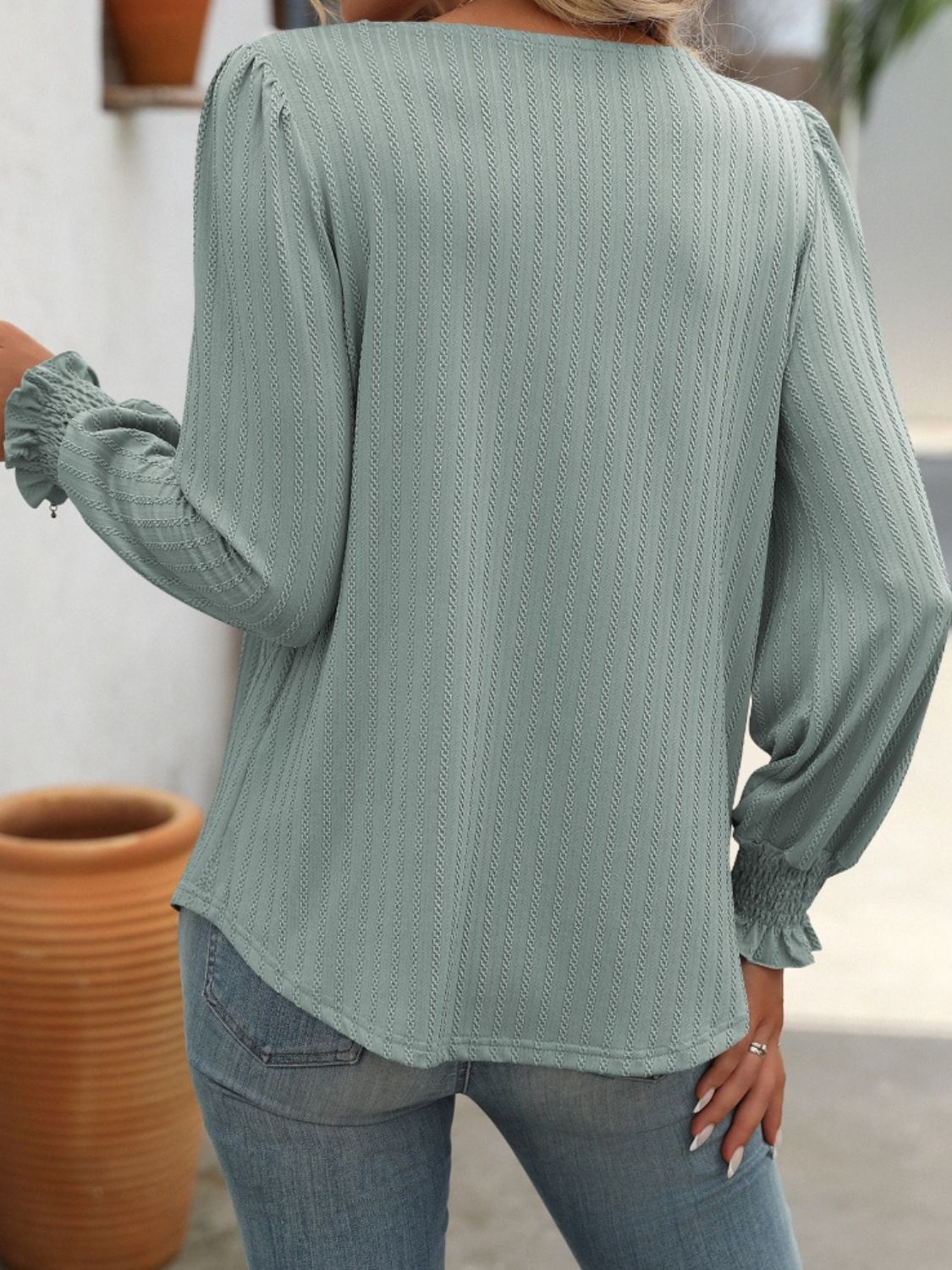 Square Neck Long Sleeve Top