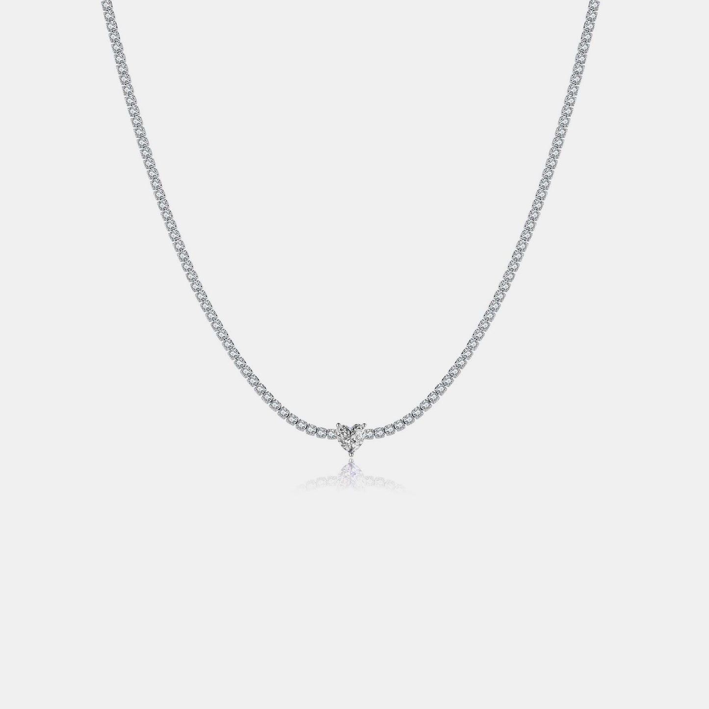 Inlaid Zircon Heart 925 Sterling Silver Necklace