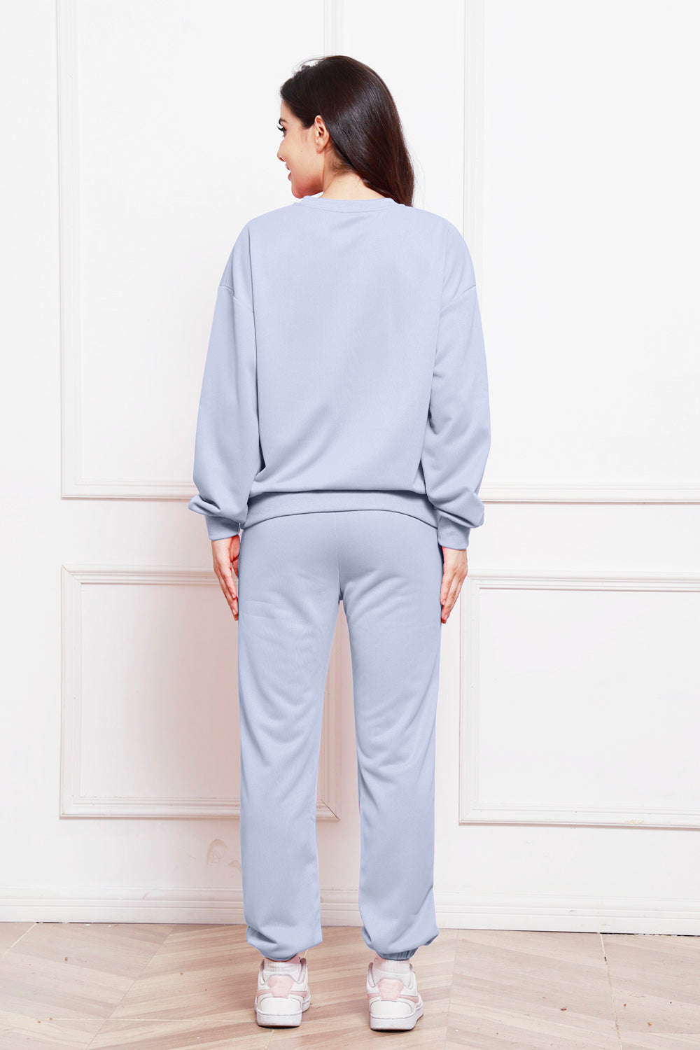 Round Neck Long Sleeve Sweatshirt and Pants Set